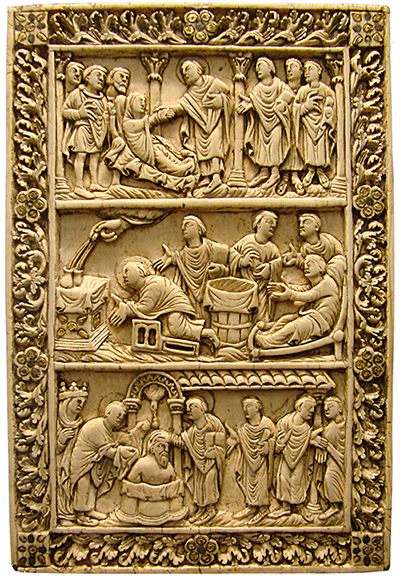 Baptism of Clovis (early 500s) - Ivory Binding (late 800s) (Musée de Picardie)